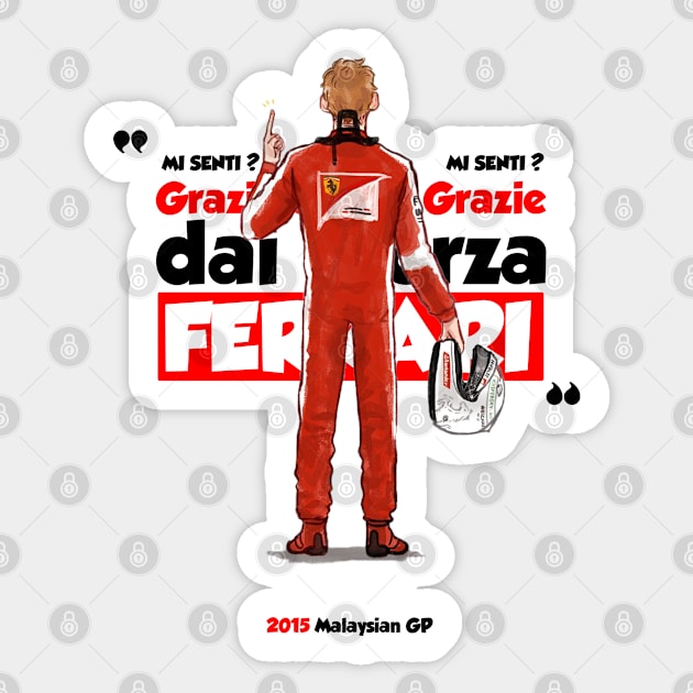 Sebastian Vettel - forza ferrari Sticker by Rflectionart